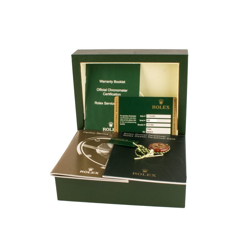 Used Rolex Date Ref 115200 Salmon Dial