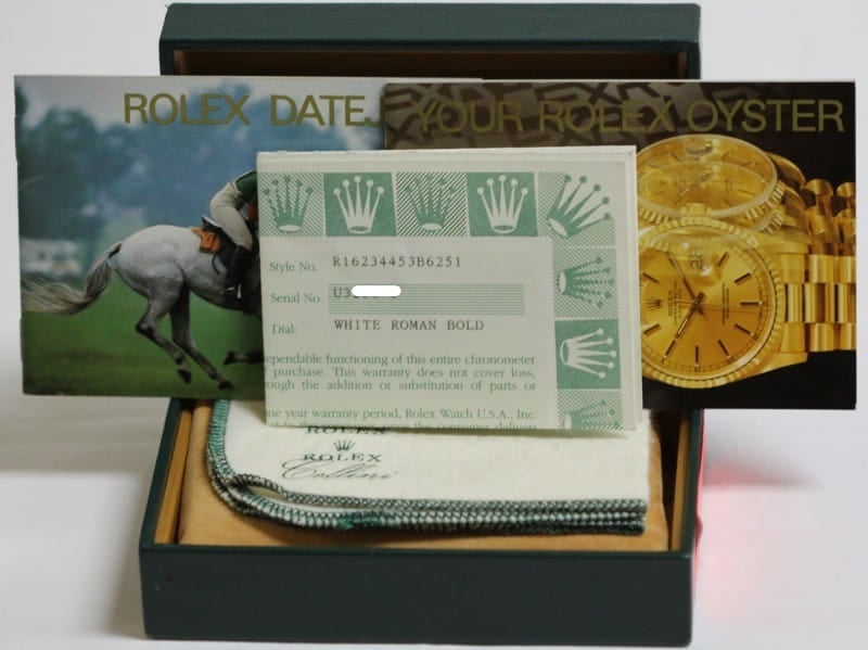 Rolex DateJust White Roman 16234