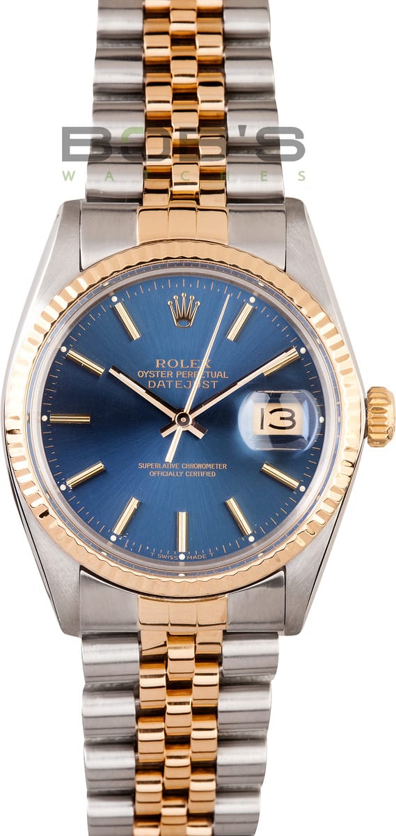 rolex datejust blue dial gold