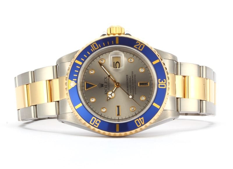 Men's Used Rolex Submariner 16613 Serti Diamond Dial 3