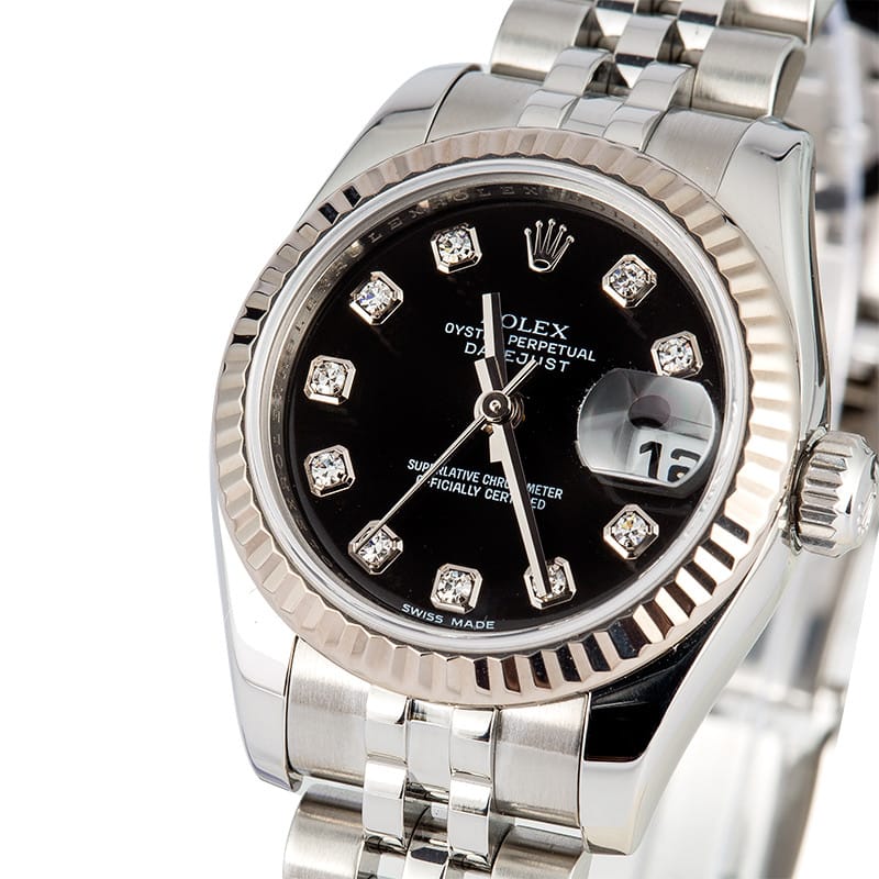 Ladies Rolex Datejust 179174 Black Diamond 2