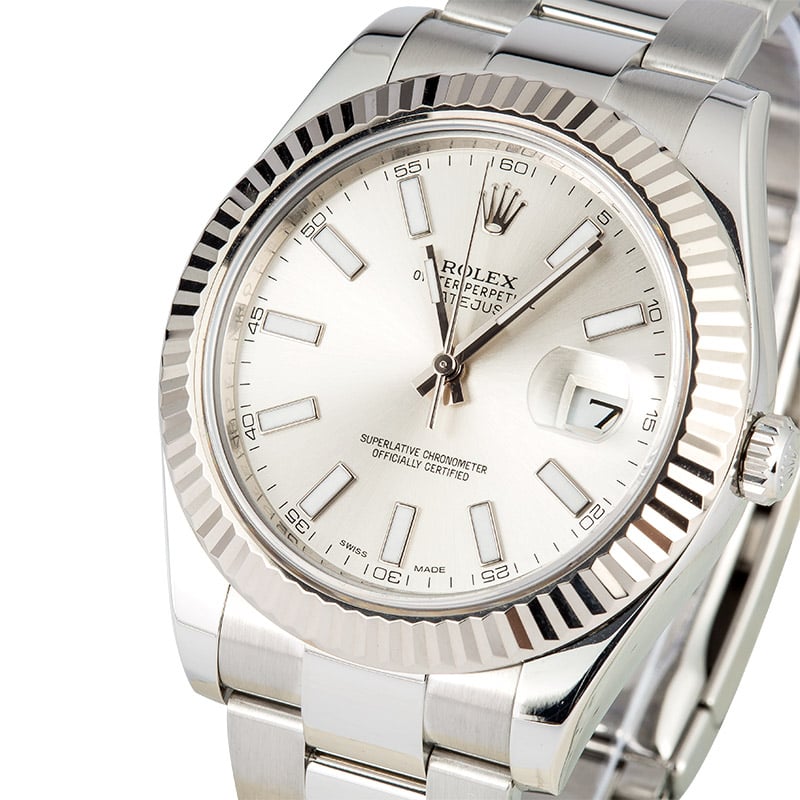Pre Owned Rolex Datejust II Silver Dial 116334