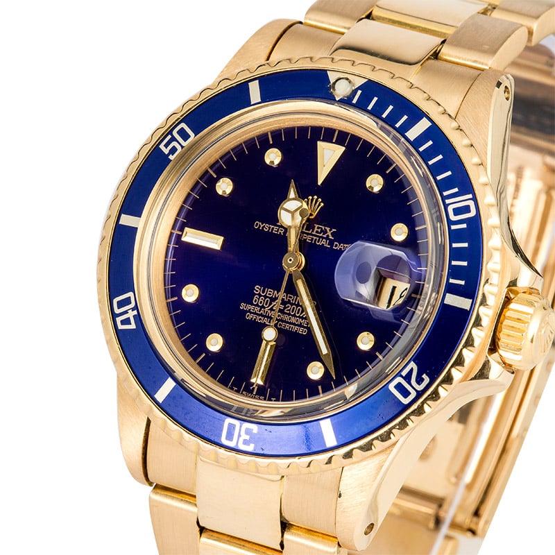 Rolex Vintage Gold Submariner 1680 Blue