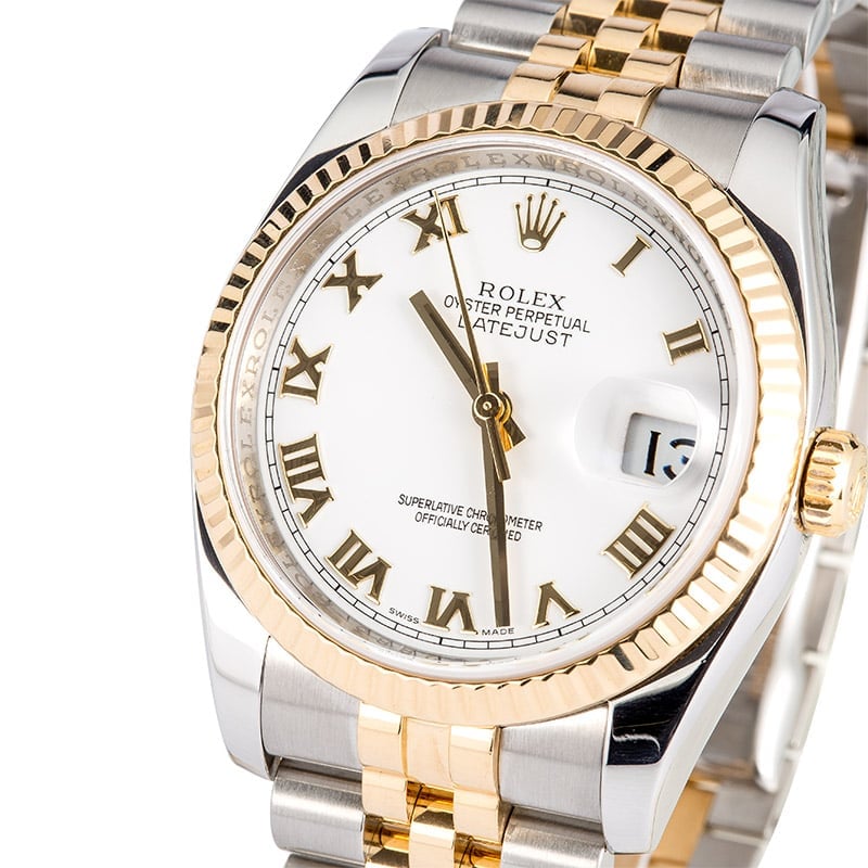 rolex datejust two tone roman numerals