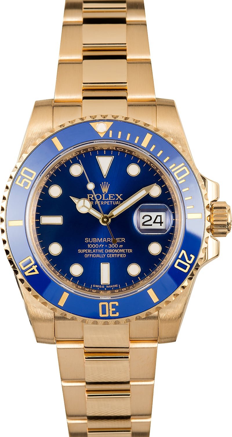 yellow gold submariner blue face