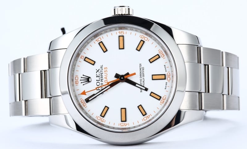 Milgauss Rolex 116400 White & Orange Dial