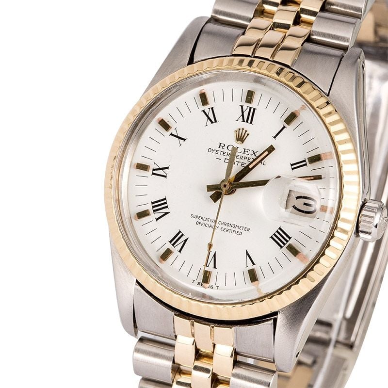 Men's Rolex Date 15000 White Roman