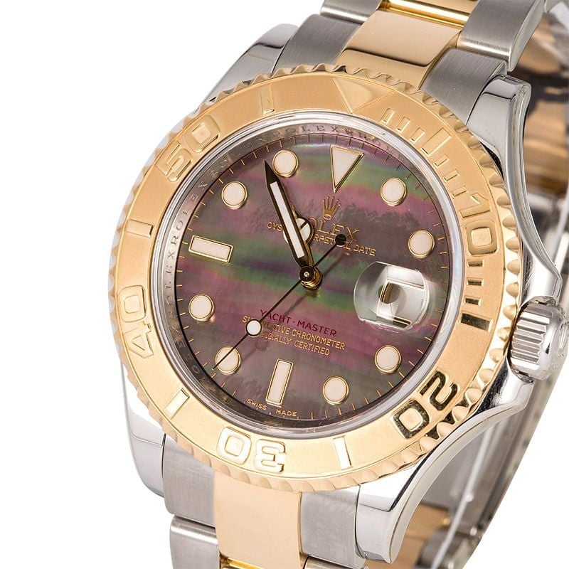 rolex yacht master black mother of pearl
