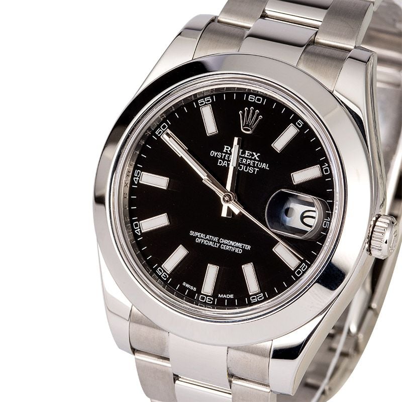 PreOwned Rolex Datejust 116300 Black Index Dial