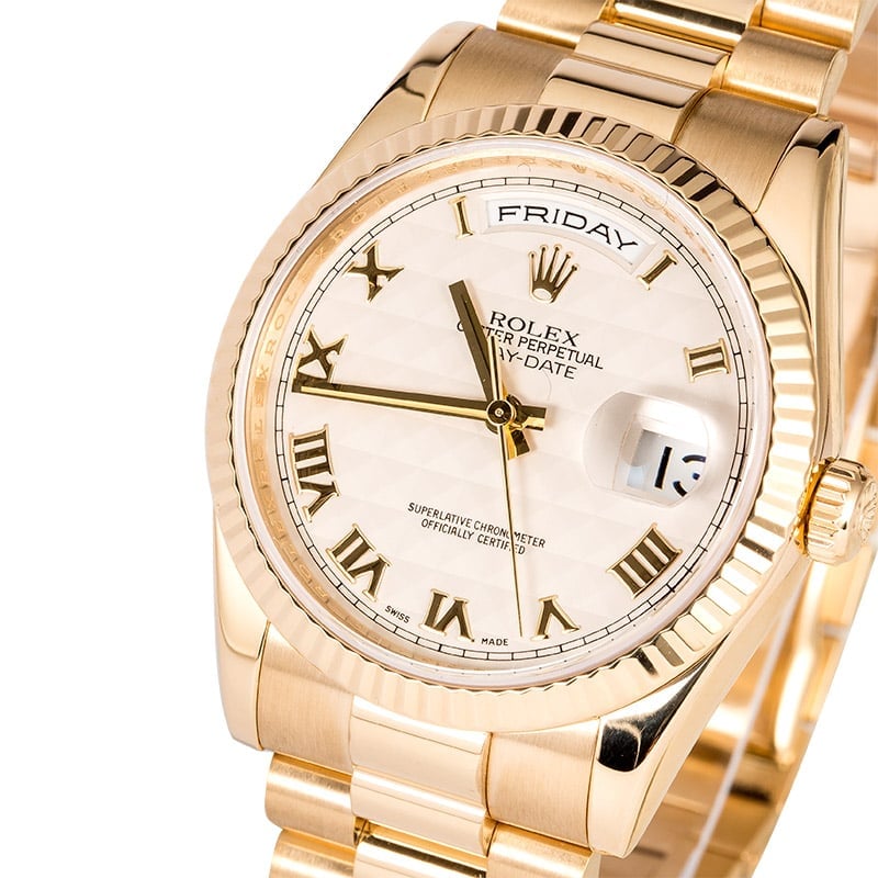 PreOwned Rolex President 118238 Ivory Pyramid Roman Dial