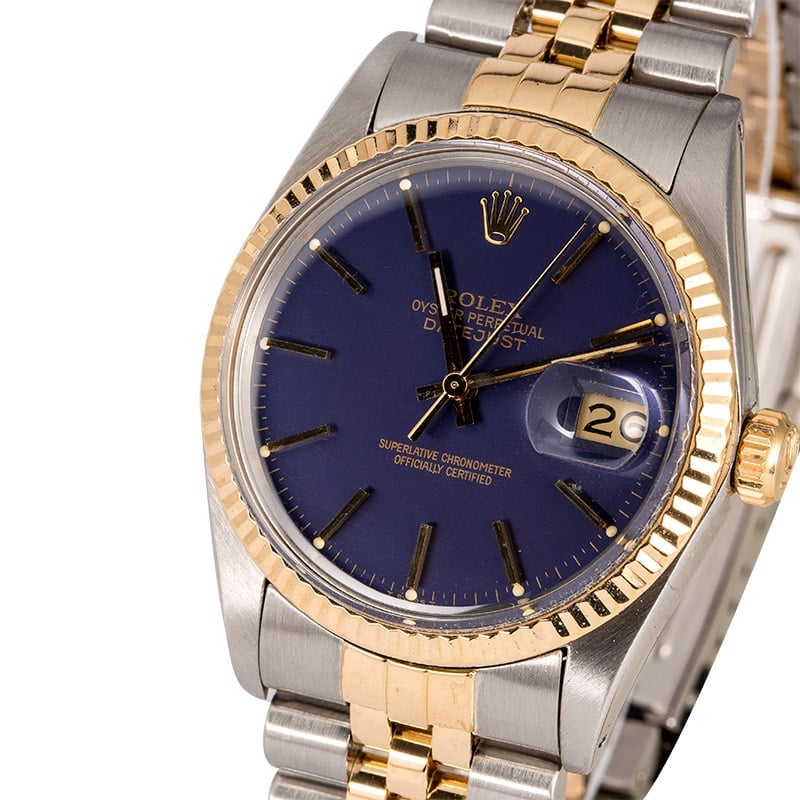 Rolex Datejust 16013 Blue Dial Two Tone Jubilee