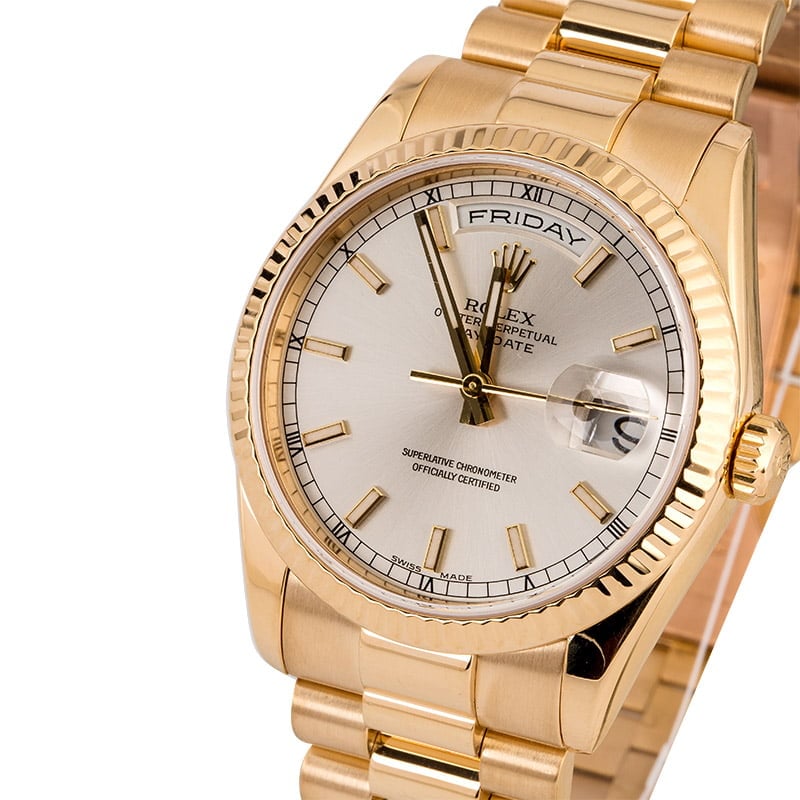 Rolex Day-Date 118238 Silver Luminescent Dial