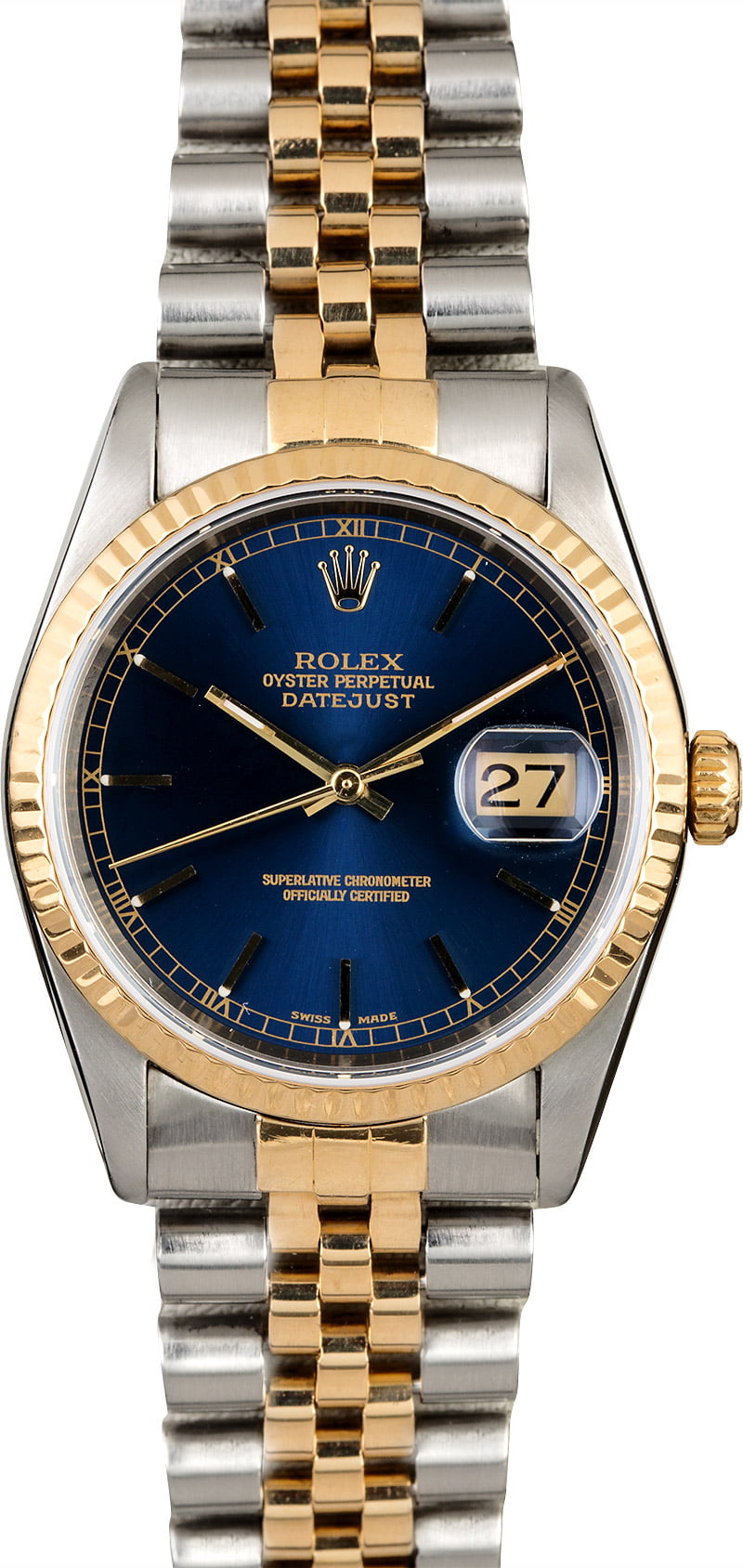 PreOwned Rolex  Datejust 16233  Blue Index Dial