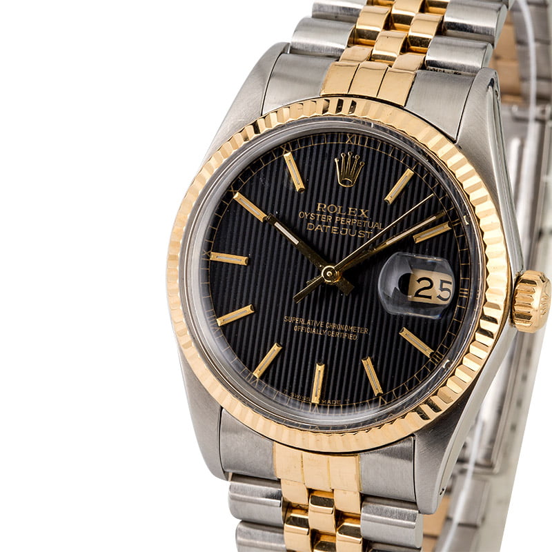 Used Rolex Datejust 16013 Black Tapestry Dial