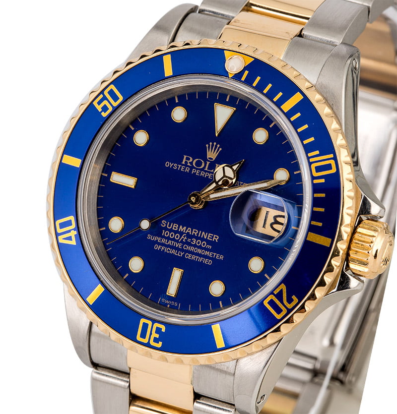 Rolex Submariner 16803 Blue Dial Two Tone Watch