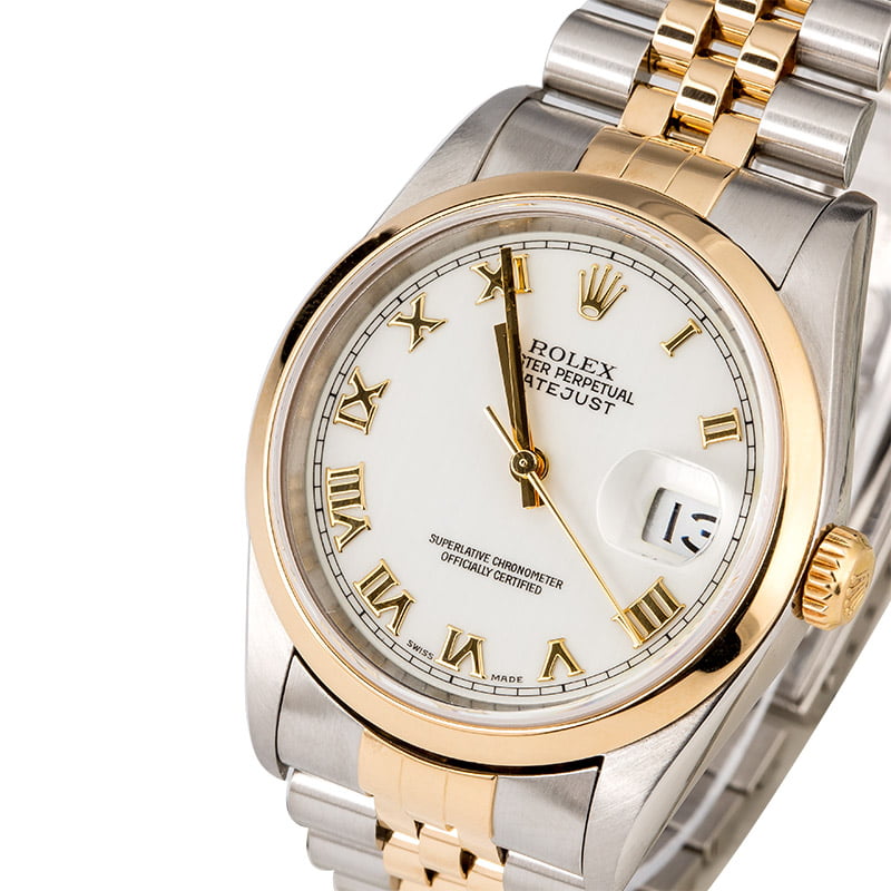 Used Rolex Datejust 16203 White Roman Dial