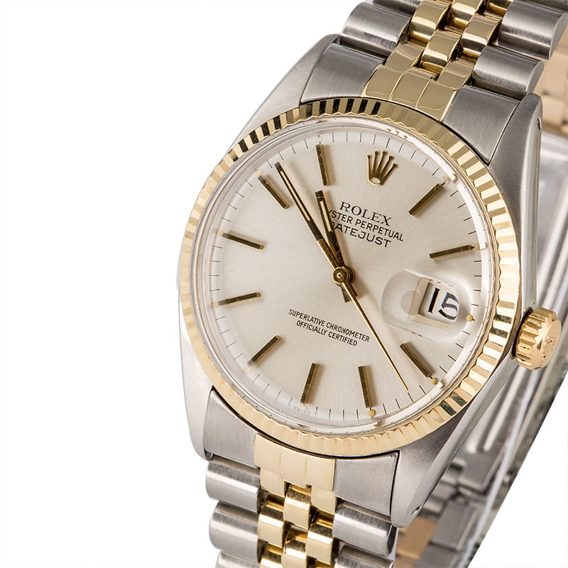 Used Rolex Datejust 16013 Silver Dial Two Tone
