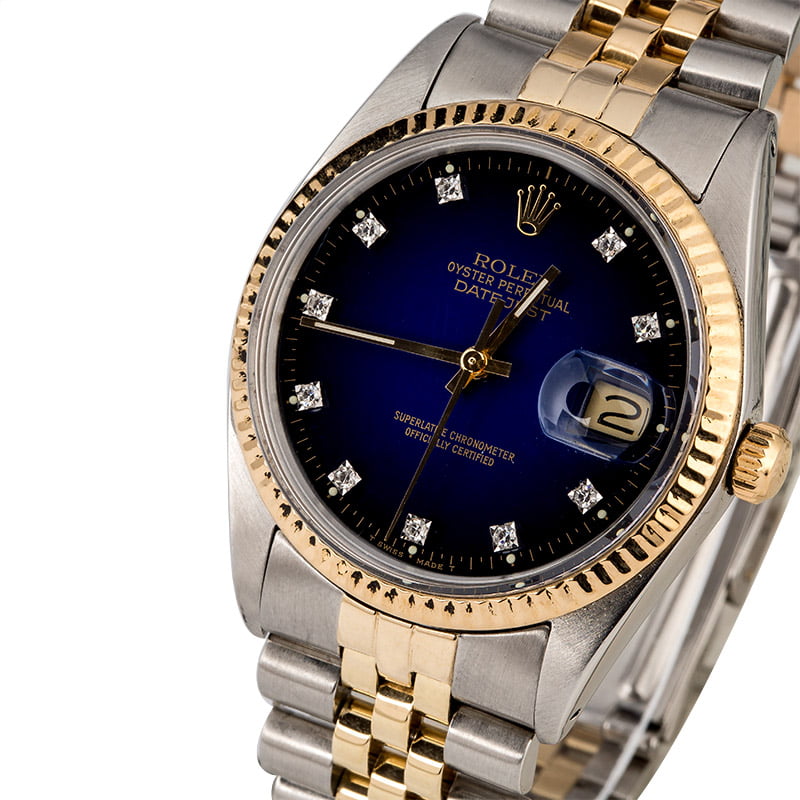 Pre-Owned Rolex Datejust 16013 Blue Vignette Diamond Dial