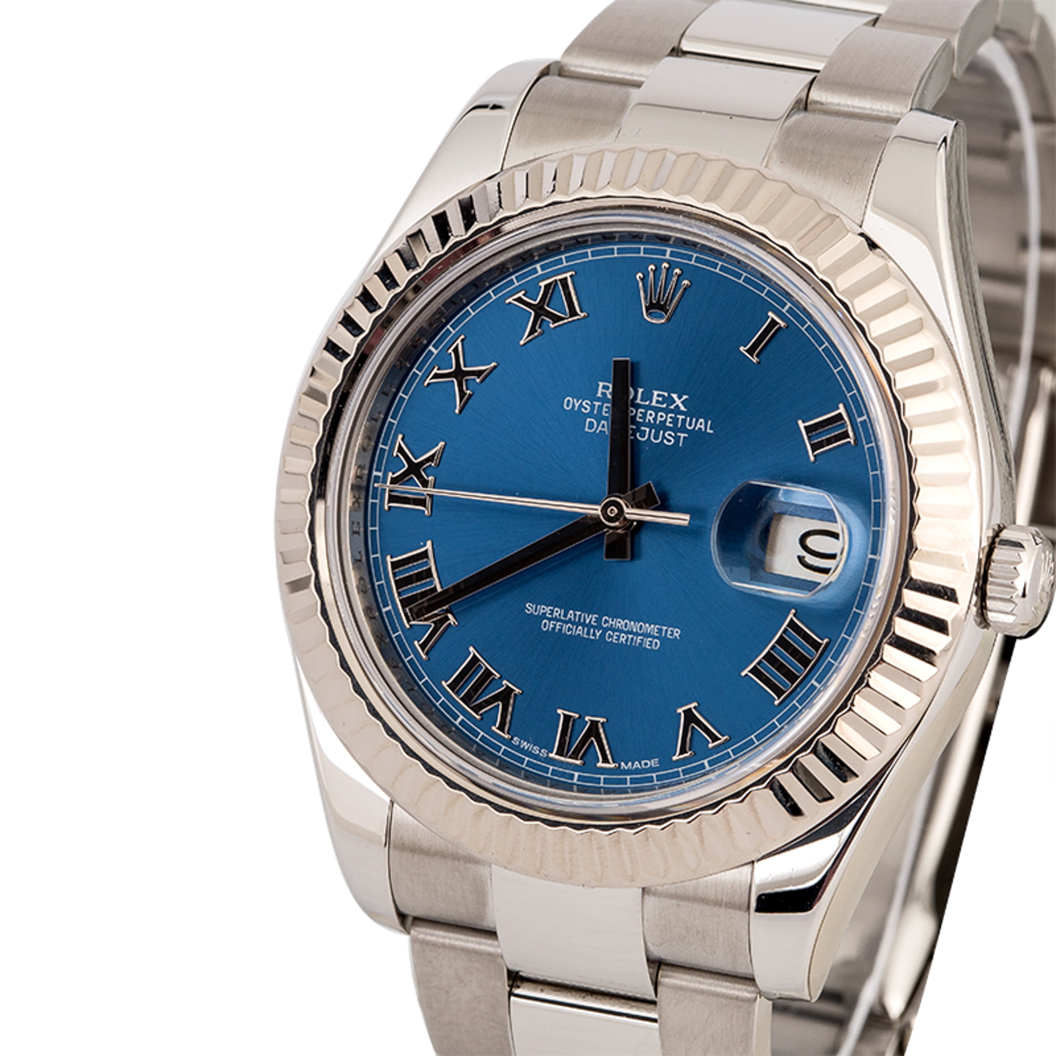 Rolex Datejust 116334 Blue Roman Dial Certified Pre-Owned