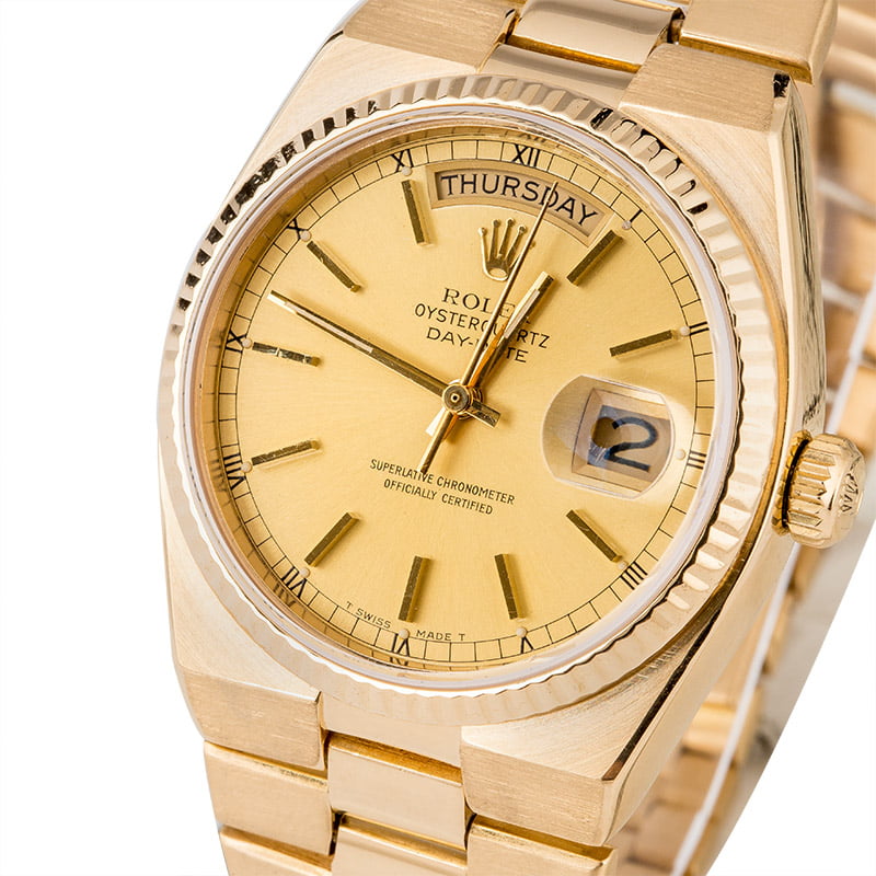 Rolex OysterQuartz Day-Date 19018 Yellow Gold Integral