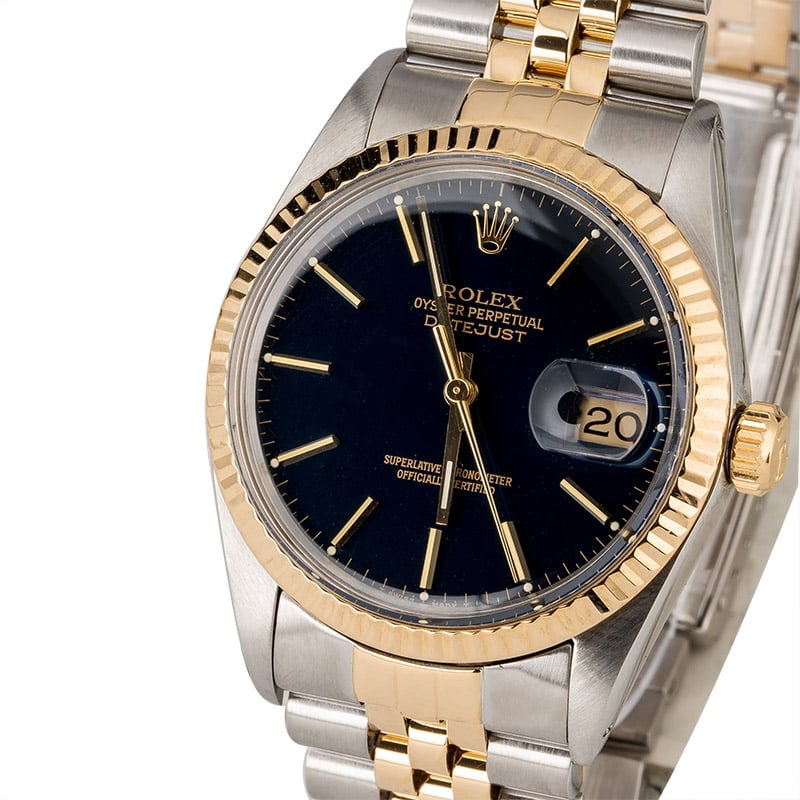 PreOwned Rolex Datejust 16013 Blue Index Dial
