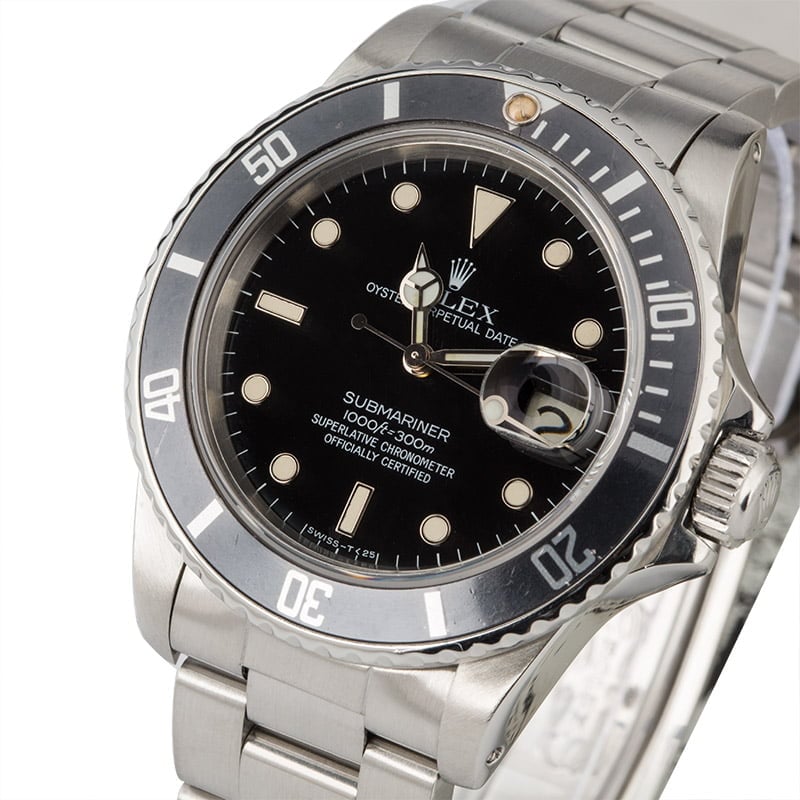 Used Rolex Submariner 16800 Steel Oyster Black Dial