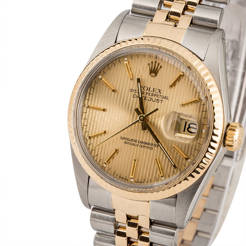 Used Rolex Datejust 16013 Champagne Tapestry
