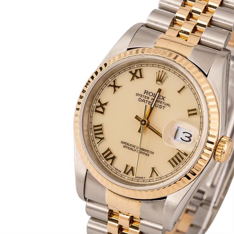 Used Rolex Datejust 16233 Ivory Roman Dial