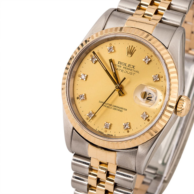 Used Rolex Datejust 16233 Champagne Diamond Dial