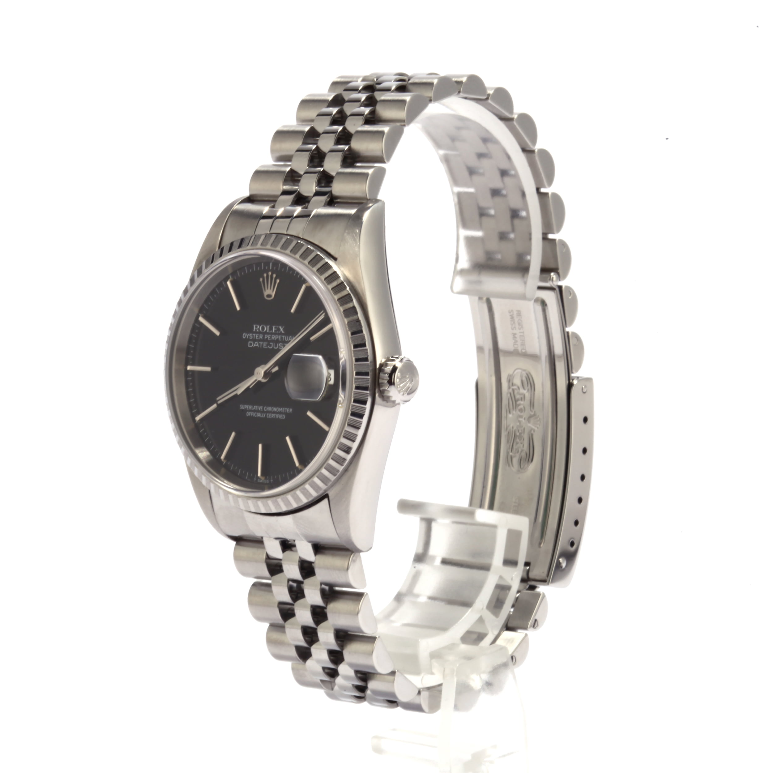 Pre-Owned Rolex Datejust 16220 Black Dial 36MM