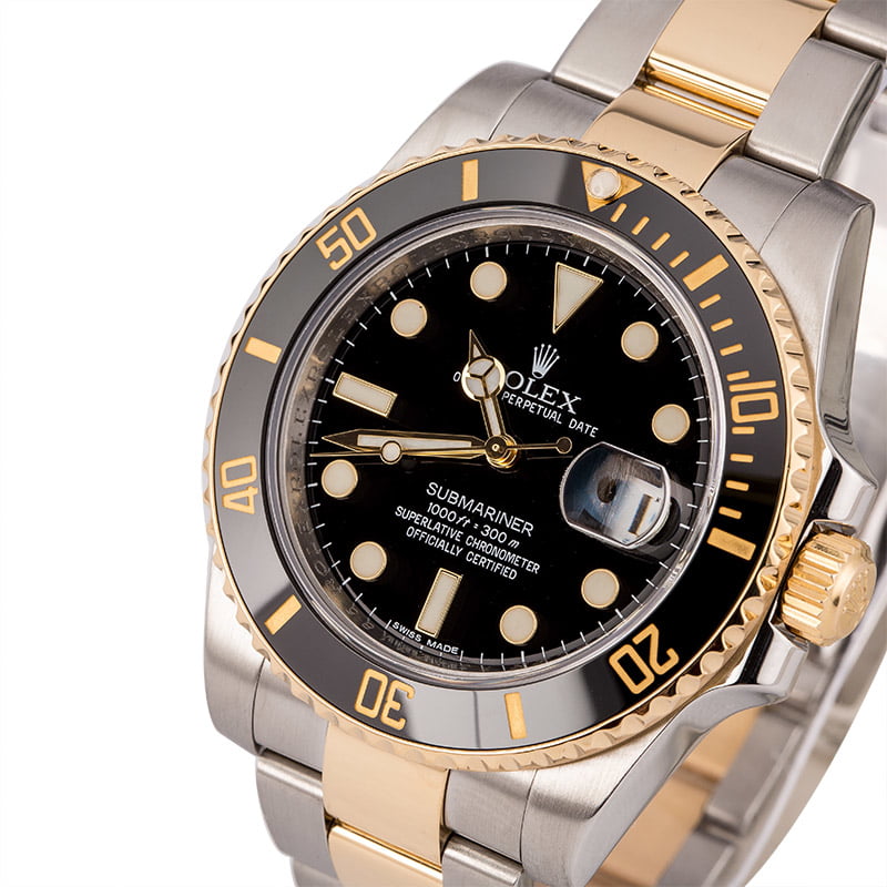 Pre Owned Rolex Submariner 116613 Two Tone Black Dial