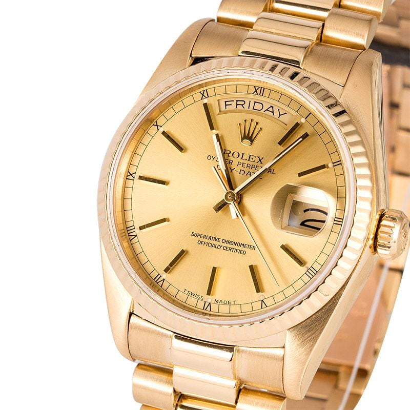 Pre-Owned Rolex Champagne President 18038 Index Dial