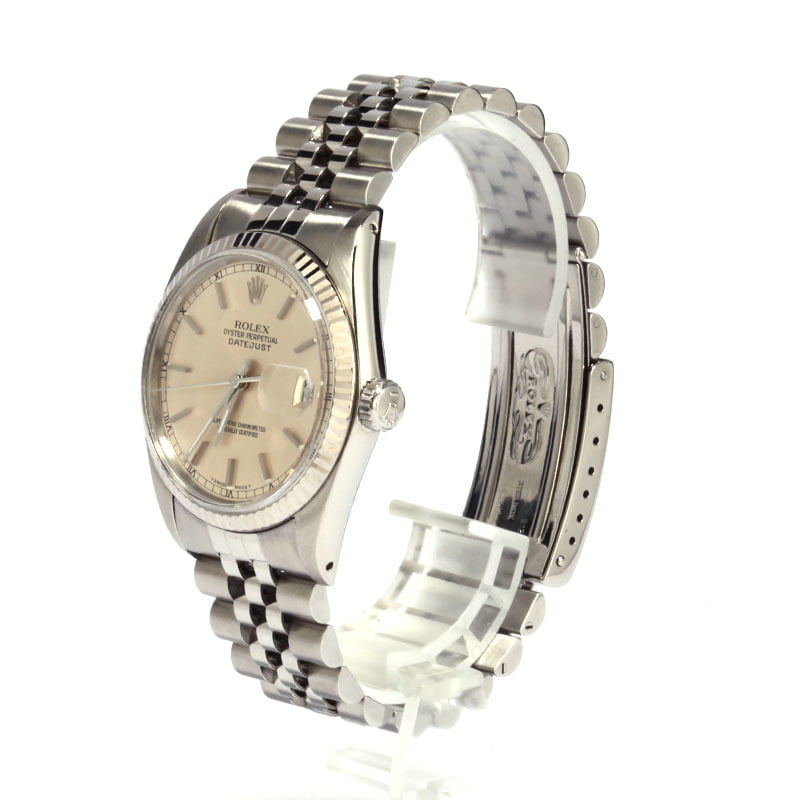 Used Rolex Datejust 16014 Silver Index Dial Jubilee