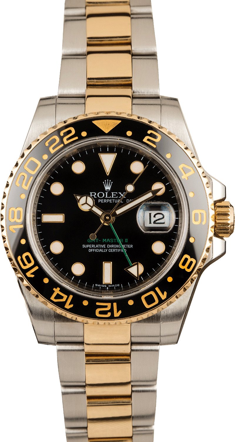 rolex gmt master ii two tone yellow gold