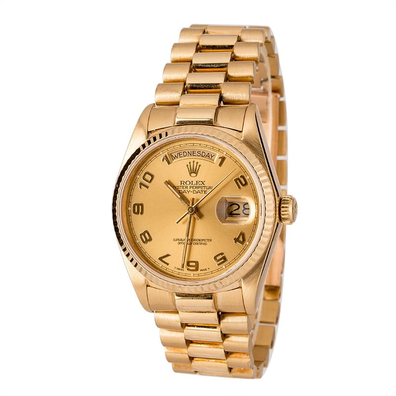 Pre-Owned Rolex President Day-Date 18038 Fluted Bezel