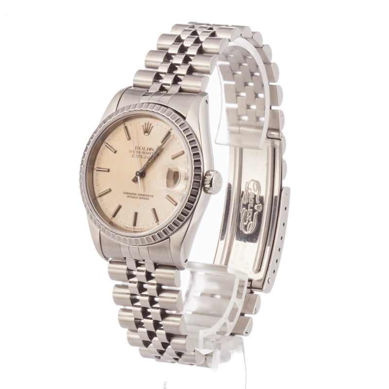 Certified Rolex Datejust 16220 Silver Index Dial