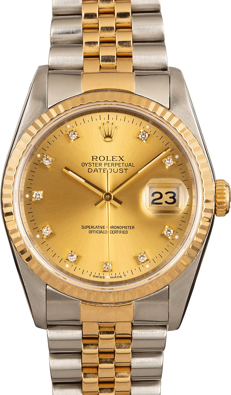 rolex datejust two tone diamond dial