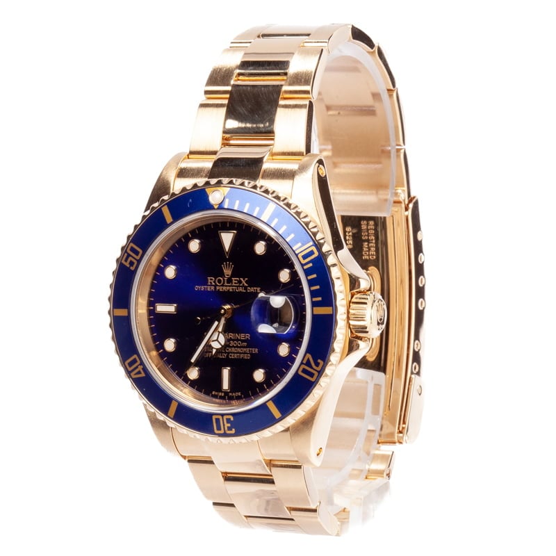 Men's Rolex Submariner 16618 Yellow Gold Oyster