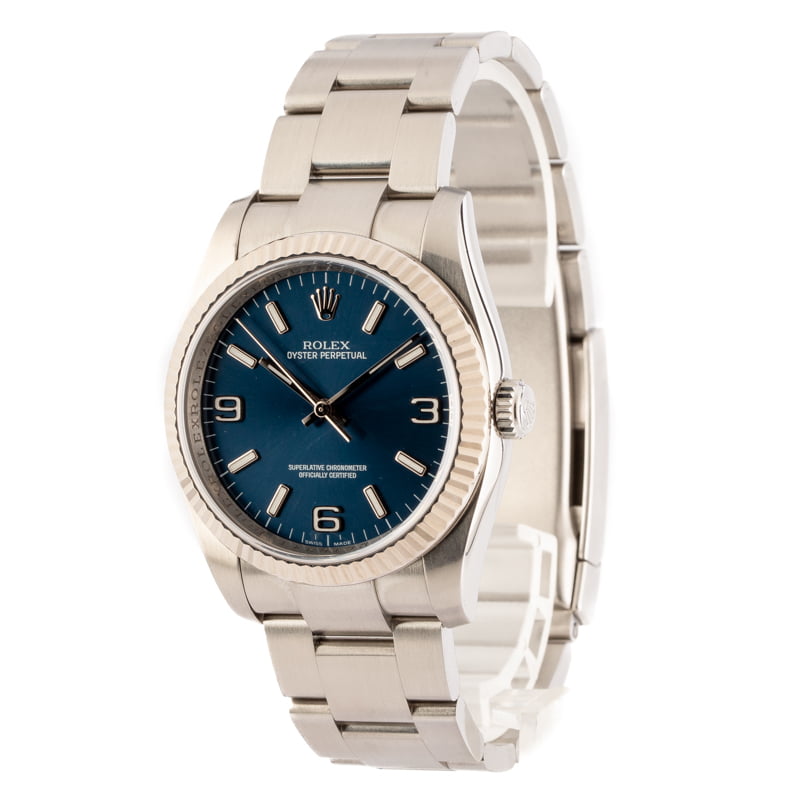 Rolex Oyster Perpetual 116034 Blue Luminescent Dial