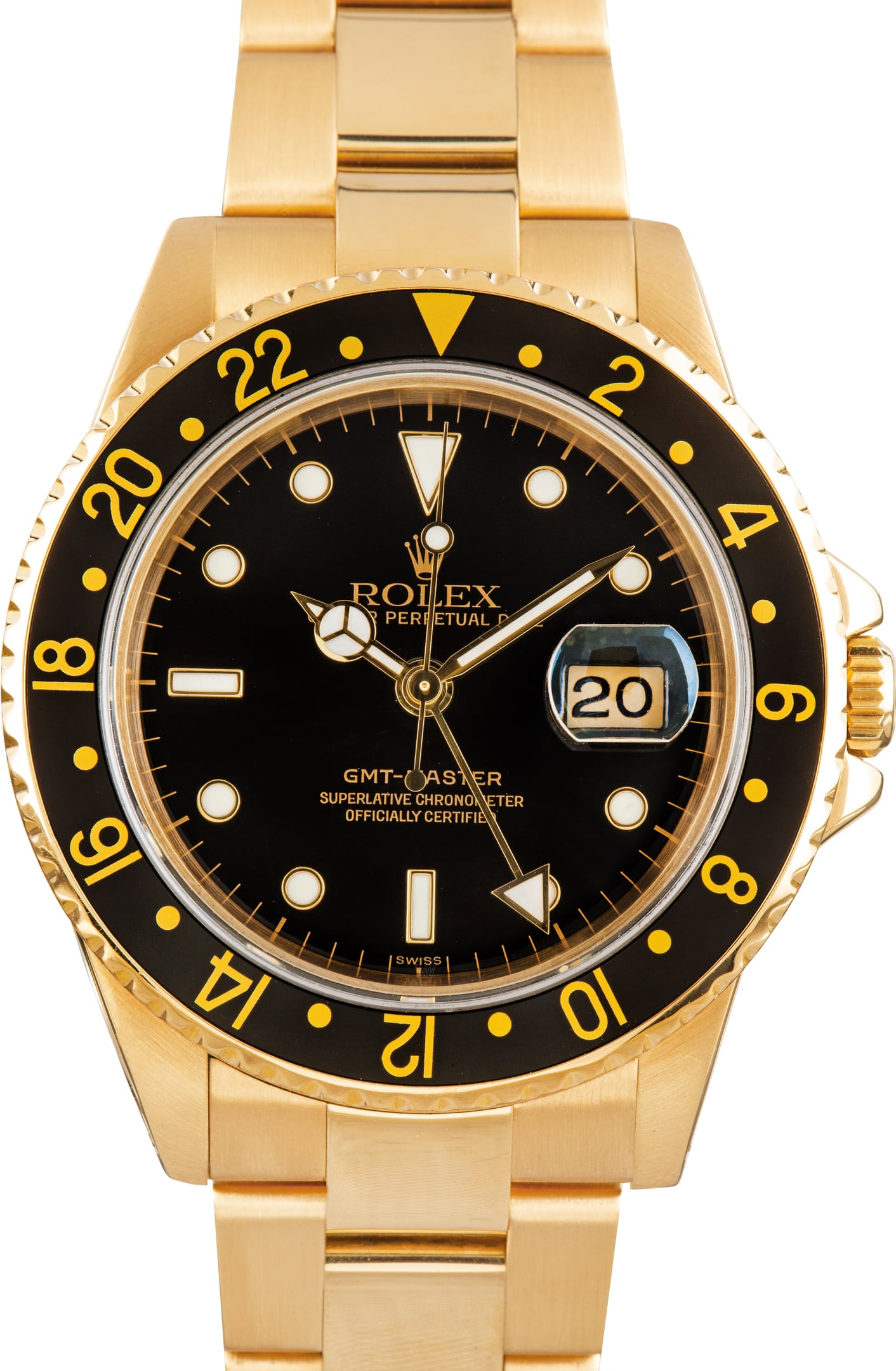 Used Black Dial Rolex GMT-Master Ref 16758 18k Yellow Gold