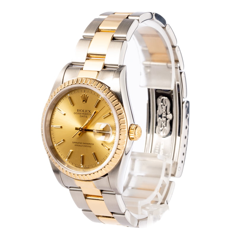 Men's Rolex Oyster Perpetual Date Stainless Steel & Gold 15223