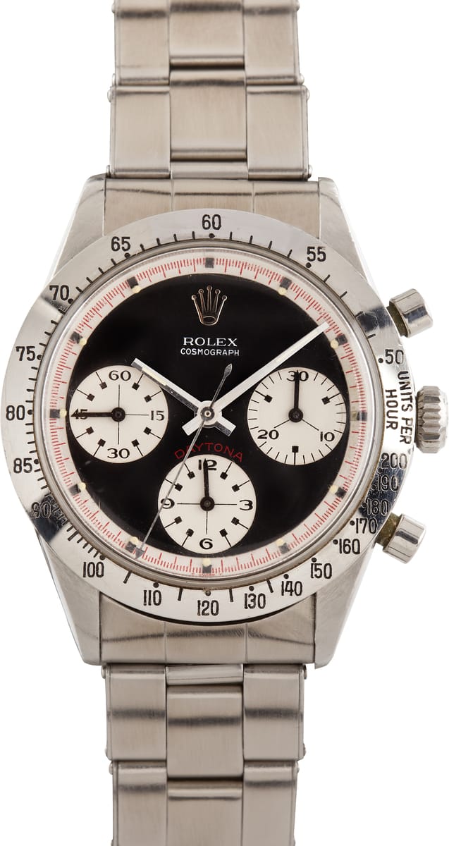 Stainless steel Rolex Daytona Paul Newman watch with white dial