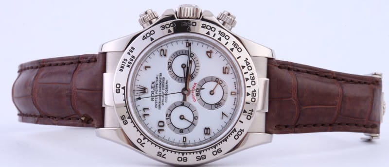 white gold daytona leather strap