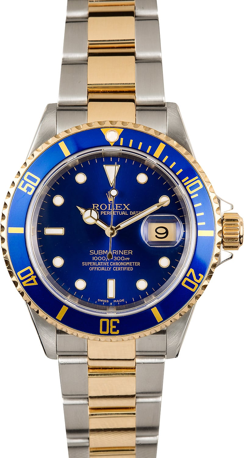 rolex submariner blue face two tone