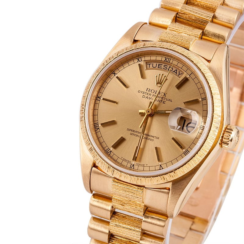 Pre-Owned Rolex President Day Date 18078 Bark Finish