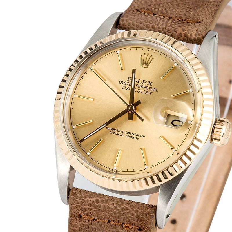 Rolex Datejust Two-Tone 16013 Leather Strap