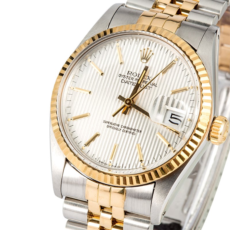 Datejust Rolex 16013 Silver Tapestry Dial