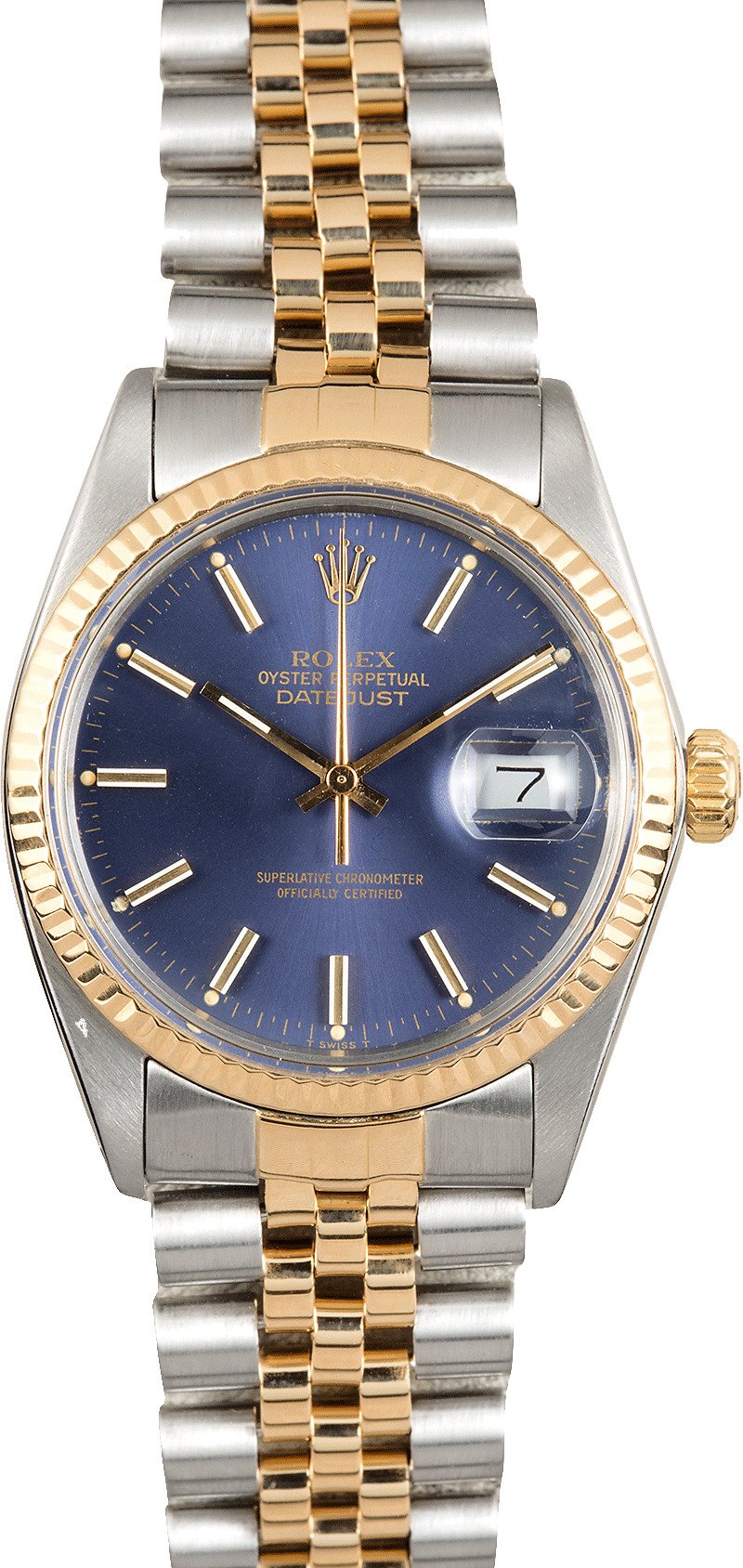 rolex two tone blue dial