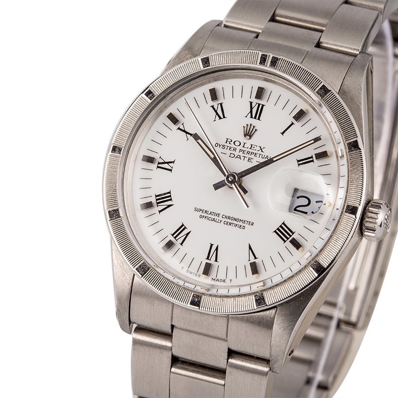 Used Rolex Steel Date 15010 White Roman Dial