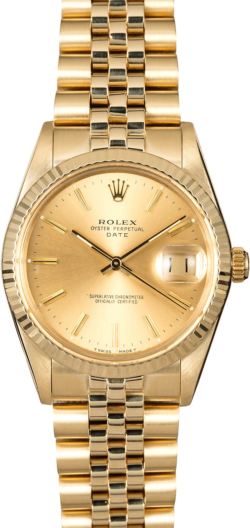 Genuine Rolex Date 15037 Yellow Gold 